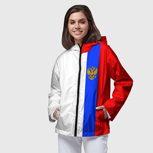 Женская ветровка Цвета России - герб / 3D-Черный – фото 3