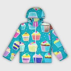 Ветровка с капюшоном женская Торты и кексы, цвет: 3D-белый