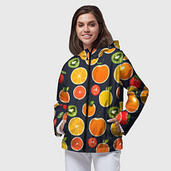 Ветровка с капюшоном женская Фрукты и ягоды, цвет: 3D-черный — фото 2