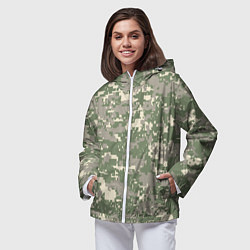 Ветровка с капюшоном женская Зелено - серый камуфляж, цвет: 3D-белый — фото 2