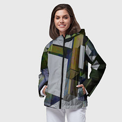 Ветровка с капюшоном женская Геометрический коллапс, цвет: 3D-черный — фото 2