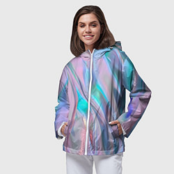Ветровка с капюшоном женская Атласный шёлк, цвет: 3D-белый — фото 2