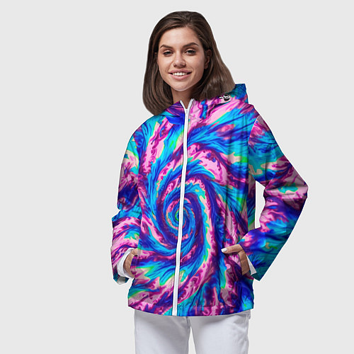 Женская ветровка Тай-дай розово-голубой / 3D-Белый – фото 3
