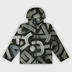Ветровка с капюшоном женская Шрифтовые узоры, цвет: 3D-черный