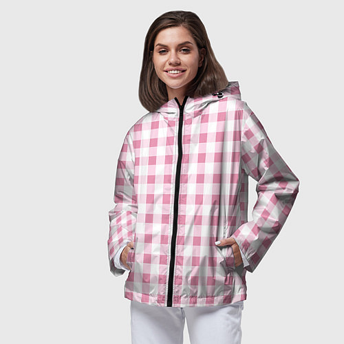 Женская ветровка Барби-розовый: клетка / 3D-Черный – фото 3