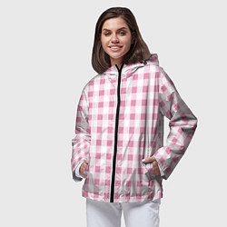 Ветровка с капюшоном женская Барби-розовый: клетка, цвет: 3D-черный — фото 2