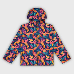 Ветровка с капюшоном женская Россыпь разноцветных лепестков, цвет: 3D-черный