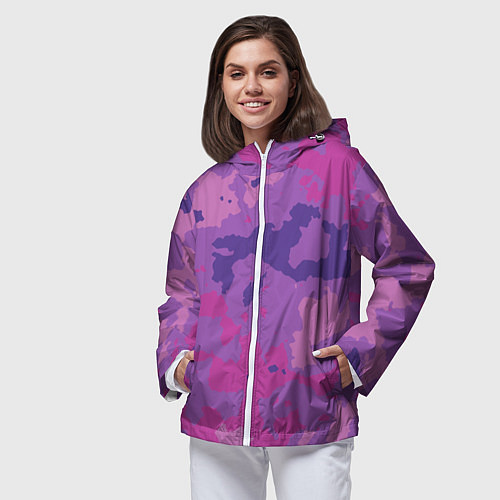 Женская ветровка Фиолетовый камуфляж / 3D-Белый – фото 3