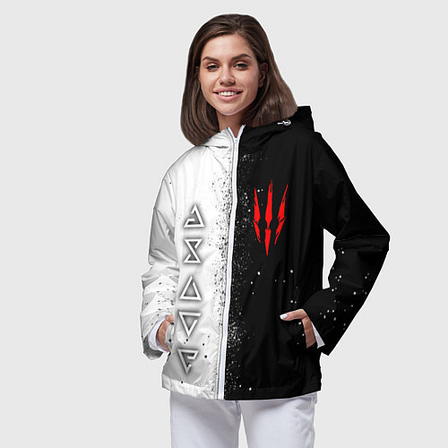 Женская ветровка Ведьмак - знаки / 3D-Белый – фото 3