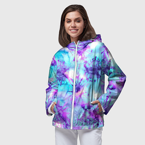 Женская ветровка Морское дно узор - тай-дай / 3D-Белый – фото 3