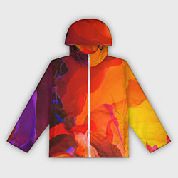 Ветровка с капюшоном женская Красно-оранжевый камень, цвет: 3D-белый