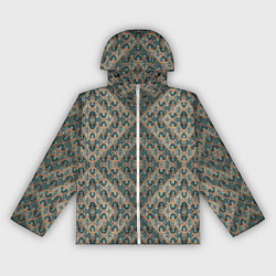 Ветровка с капюшоном женская Зелено-золотые ромбы, цвет: 3D-белый