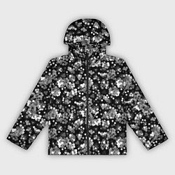 Ветровка с капюшоном женская Черно-белый узор в горошек, цвет: 3D-черный