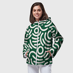 Ветровка с капюшоном женская Абстрактный белый узор, цвет: 3D-белый — фото 2