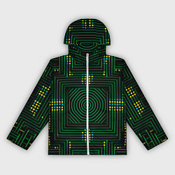 Ветровка с капюшоном женская Зелёная электросхема, цвет: 3D-белый