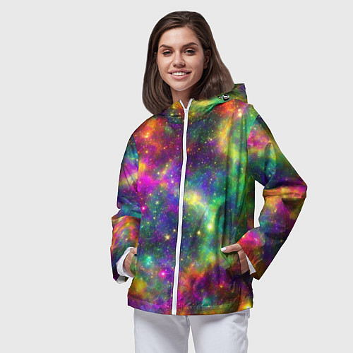 Женская ветровка Яркий неоновый космос / 3D-Белый – фото 3