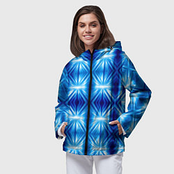 Ветровка с капюшоном женская Ярко-синий светящийся узор, цвет: 3D-черный — фото 2