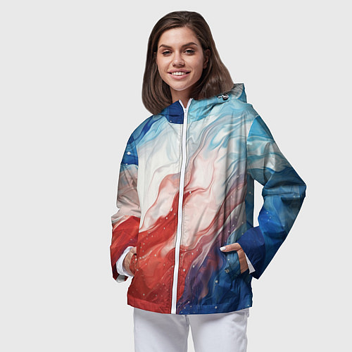 Женская ветровка Белый синий красный / 3D-Белый – фото 3