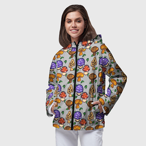 Женская ветровка Stardew valley - pixel mushrooms / 3D-Черный – фото 3