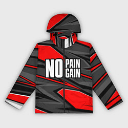 Ветровка с капюшоном женская No pain no gain - красный, цвет: 3D-черный