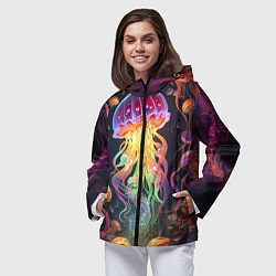 Ветровка с капюшоном женская Фантастическая медуза, цвет: 3D-черный — фото 2