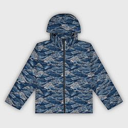 Ветровка с капюшоном женская Темные волны, цвет: 3D-черный