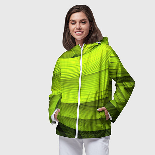 Женская ветровка Зеленый абстрактный фон / 3D-Белый – фото 3