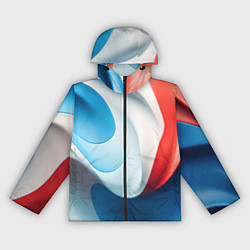 Ветровка с капюшоном женская Объемная белая синяя красная текстура, цвет: 3D-черный