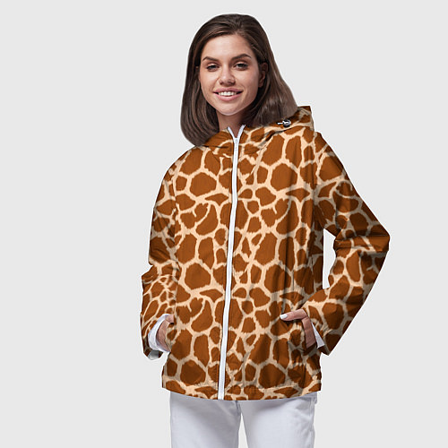 Женская ветровка Шкура Жирафа - Giraffe / 3D-Белый – фото 3