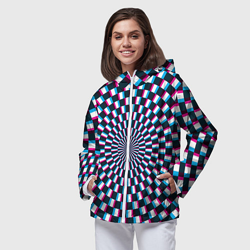 Женская ветровка Оптическая иллюзия глитч / 3D-Белый – фото 3