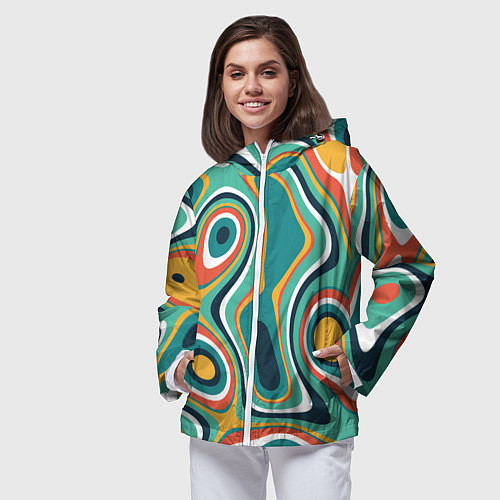 Женская ветровка Разлитая краска разводами / 3D-Белый – фото 3