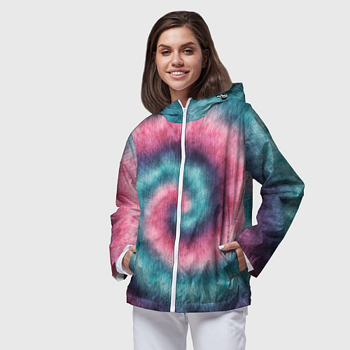 Женская ветровка Тай дай космос / 3D-Белый – фото 3