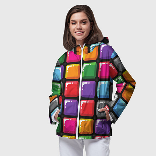 Женская ветровка Пиксельные кубики / 3D-Белый – фото 3