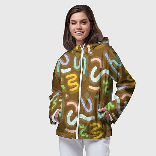 Женская ветровка Brown abstraction / 3D-Белый – фото 3