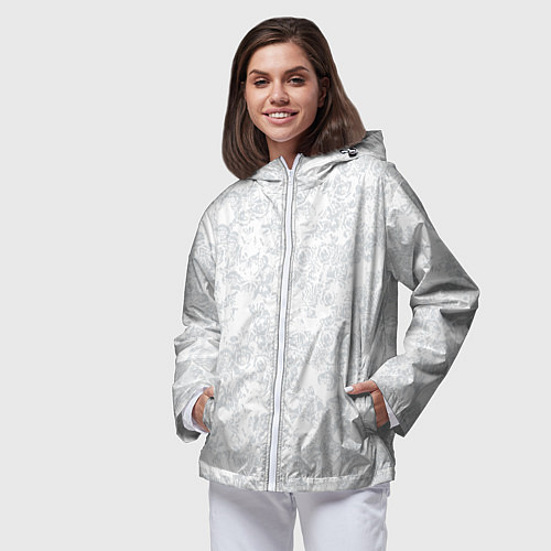 Женская ветровка Цветочный принт серый / 3D-Белый – фото 3