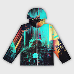 Ветровка с капюшоном женская Городская радиоволна, цвет: 3D-белый