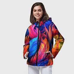 Ветровка с капюшоном женская Экзотические перья, цвет: 3D-черный — фото 2