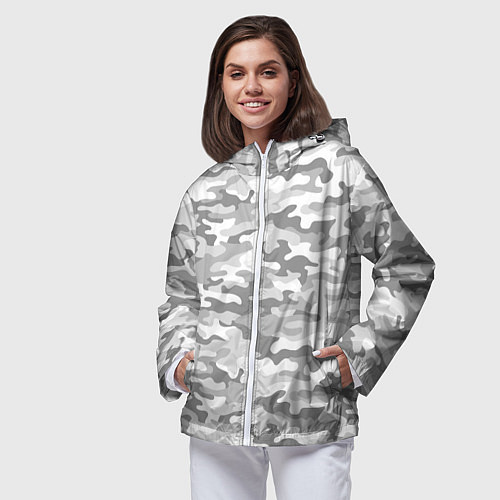 Женская ветровка Камуфляж серый / 3D-Белый – фото 3