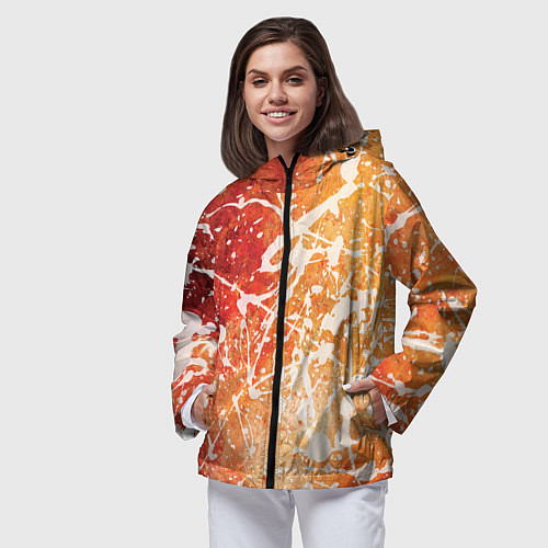 Женская ветровка Текстура - White on orange / 3D-Черный – фото 3