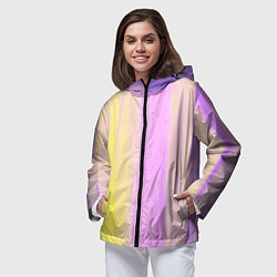 Ветровка с капюшоном женская Акварельный градиент желто- розовый, цвет: 3D-черный — фото 2