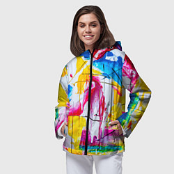Ветровка с капюшоном женская Красочный принт, цвет: 3D-черный — фото 2