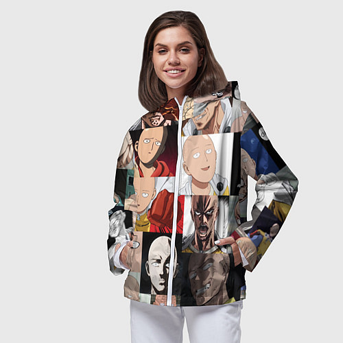 Женская ветровка Saitama - many faces / 3D-Белый – фото 3