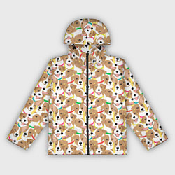 Ветровка с капюшоном женская Джек рассел терьер в разноцветных ошейниках, цвет: 3D-черный