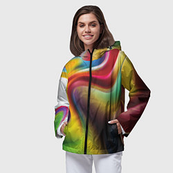 Ветровка с капюшоном женская Rainbow waves, цвет: 3D-черный — фото 2