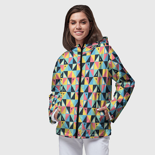 Женская ветровка Треугольная мозаика / 3D-Черный – фото 3