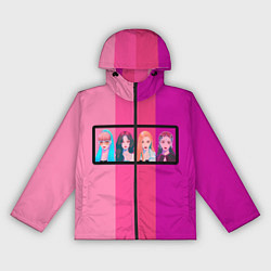 Ветровка с капюшоном женская Группа Black pink на фоне оттенков розового, цвет: 3D-черный