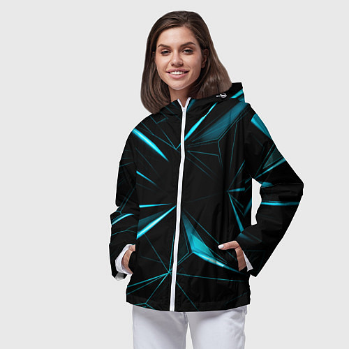 Женская ветровка Light blue hexagon / 3D-Белый – фото 3