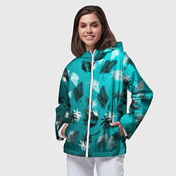 Ветровка с капюшоном женская Летний узор с пальмами, цвет: 3D-белый — фото 2