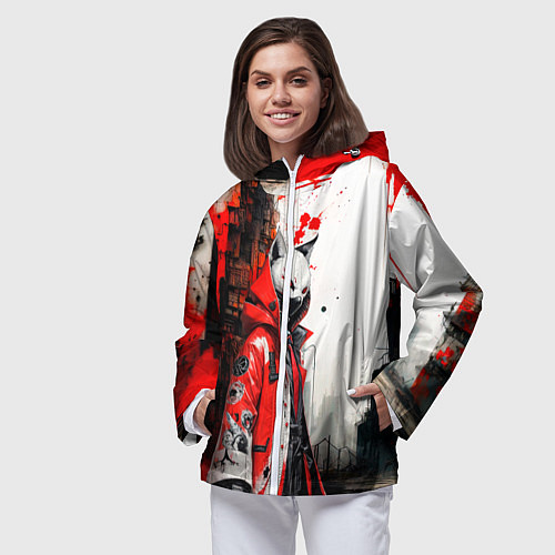 Женская ветровка Подросток в маске кицунэ / 3D-Белый – фото 3