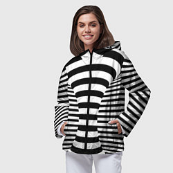 Ветровка с капюшоном женская Черно-белая иллюзия, цвет: 3D-черный — фото 2